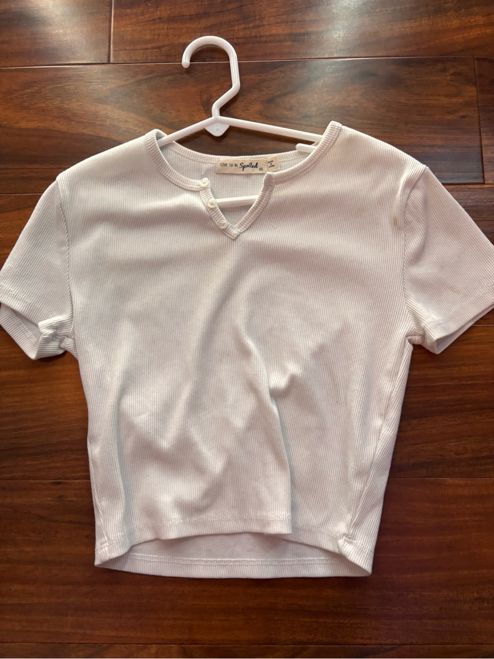 Ribbed Short-Sleeve Crop Top in White